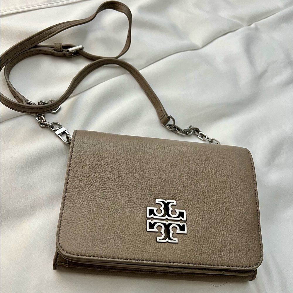 Tory Burch gray mini crossbody bag